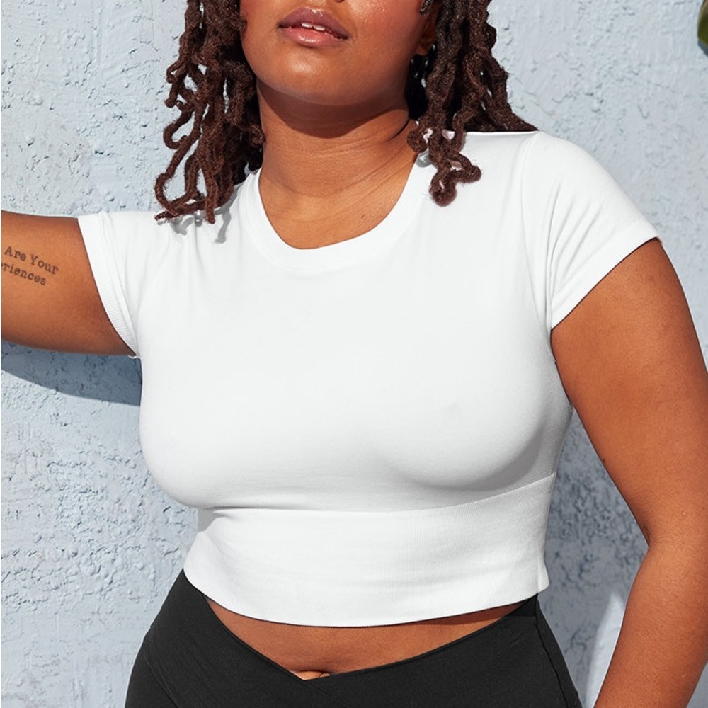 White Short Sleeve Workout Top